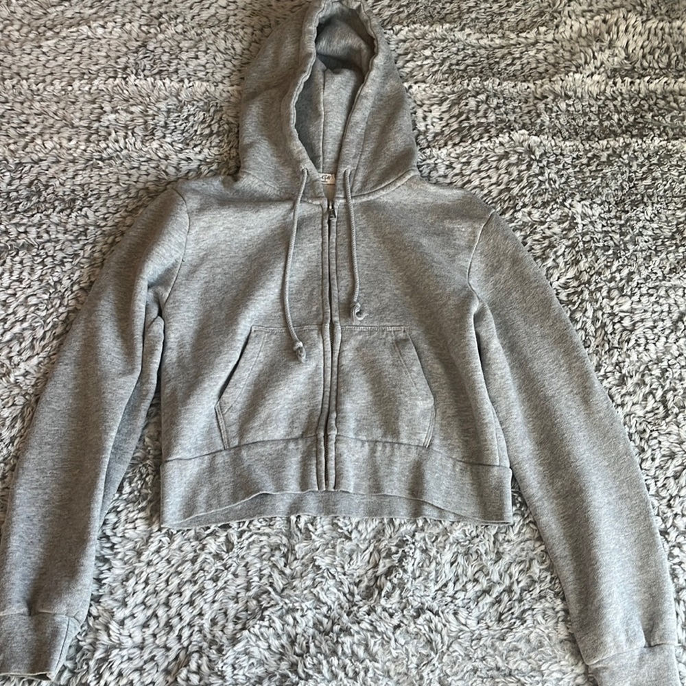 Brandy Melville Cropped Zip Up Hoodie